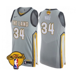 Men's Nike Cleveland Cavaliers #34 Tyrone Hill Authentic Gray 2018 NBA Finals Bound NBA Jersey - City Edition