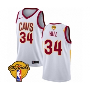 Men's Nike Cleveland Cavaliers #34 Tyrone Hill Authentic White 2018 NBA Finals Bound NBA Jersey - Association Edition