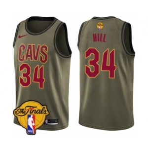 Men's Nike Cleveland Cavaliers #34 Tyrone Hill Swingman Green Salute to Service 2018 NBA Finals Bound NBA Jersey