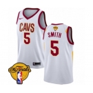 Men's Nike Cleveland Cavaliers #5 J.R. Smith Authentic White 2018 NBA Finals Bound NBA Jersey - Association Edition