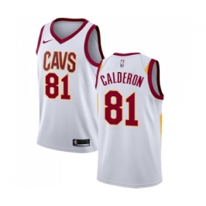 Men's Nike Cleveland Cavaliers #81 Jose Calderon Swingman White Home NBA Jersey - Association Edition