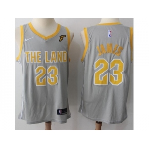 Nike Cleveland Cavaliers #23 LeBron James Gray NBA Swingman City Edition Jersey