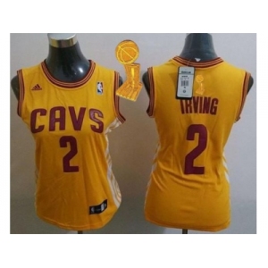 NBA Women Cavaliers #2 Kyrie Irving Gold Alternate The Champions Patch Stitched Jerseys