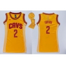 NBA Women Cavaliers #2 Kyrie Irving Gold The Champions Patch Dress Stitched Jerseys