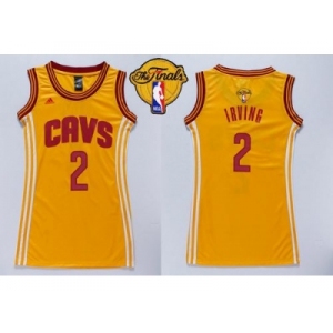NBA Women Cavaliers #2 Kyrie Irving Gold The Finals Patch Dress Stitched Jerseys