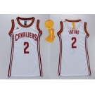 NBA Women Cavaliers #2 Kyrie Irving White The Champions Patch Dress Stitched Jerseys