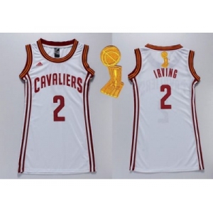 NBA Women Cavaliers #2 Kyrie Irving White The Champions Patch Dress Stitched Jerseys