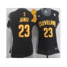 NBA Women Cavaliers #23 LeBron James Black The Champions Patch Fashion Stitched Jerseys