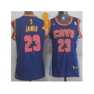 NBA Women Cavaliers #23 LeBron James Light Blue The Champions Patch Fashion Stitched Jerseys
