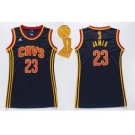 NBA Women Cavaliers #23 LeBron James Navy Blue The Champions Patch Dress Stitched Jerseys