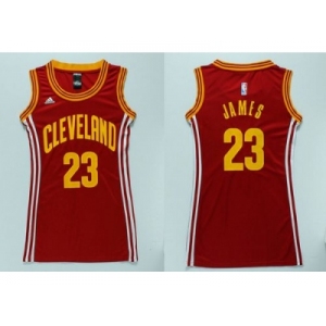 NBA Women Cavaliers #23 LeBron James Red Dress Stitched Jerseys