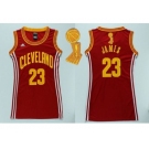 NBA Women Cavaliers #23 LeBron James Red The Champions Patch Dress Stitched Jerseys