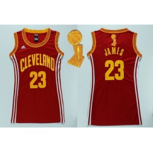 NBA Women Cavaliers #23 LeBron James Red The Champions Patch Dress Stitched Jerseys