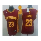 NBA Women Cavaliers #23 LeBron James Red The Champions Patch Road Stitched Jerseys