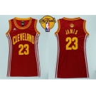 NBA Women Cavaliers #23 LeBron James Red The Finals Patch Dress Stitched Jerseys