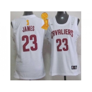 NBA Women Cavaliers #23 LeBron James White The Champions Patch Fashion Stitched Jerseys