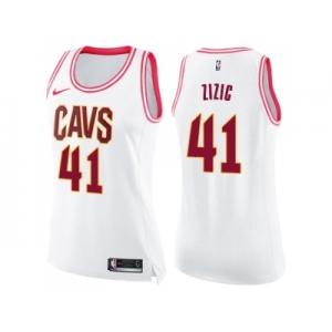 Women Nike Cleveland Cavaliers #41 Ante Zizic White Pink NBA Swingman Fashion Jersey