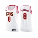 Women Nike Cleveland Cavaliers #8 Jordan Clarkson White Pink NBA Swingman Fashion Jersey