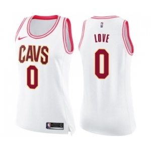 Women's Nike Cleveland Cavaliers #0 Kevin Love Swingman White Pink Fashion NBA Jersey