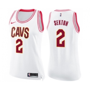 Women's Nike Cleveland Cavaliers #2 Collin Sexton Swingman White Pink Fashion NBA Jersey