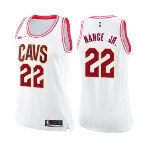 Women's Nike Cleveland Cavaliers #22 Larry Nance Jr. Swingman White Pink Fashion NBA Jersey