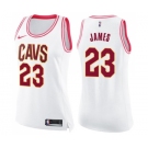 Women's Nike Cleveland Cavaliers #23 LeBron James Swingman White Pink Fashion NBA Jersey