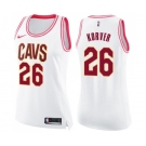 Women's Nike Cleveland Cavaliers #26 Kyle Korver Swingman White Pink Fashion NBA Jersey