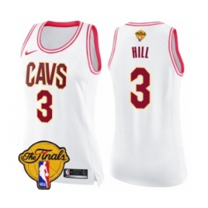 Women's Nike Cleveland Cavaliers #3 George Hill Swingman White Pink Fashion 2018 NBA Finals Bound NBA Jersey
