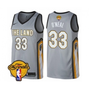 Women's Nike Cleveland Cavaliers #33 Shaquille O'Neal Swingman Gray 2018 NBA Finals Bound NBA Jersey - City Edition