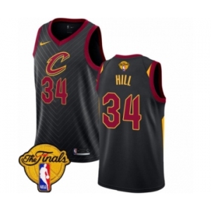 Women's Nike Cleveland Cavaliers #34 Tyrone Hill Authentic Black 2018 NBA Finals Bound NBA Jersey Statement Edition