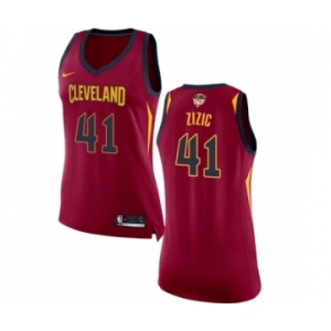 Women's Nike Cleveland Cavaliers #41 Ante Zizic Authentic Maroon 2018 NBA Finals Bound NBA Jersey - Icon Edition