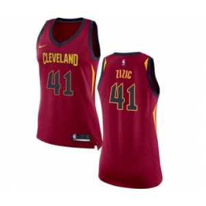 Women's Nike Cleveland Cavaliers #41 Ante Zizic Authentic Maroon NBA Jersey - Icon Edition