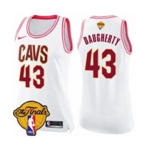 Women's Nike Cleveland Cavaliers #43 Brad Daugherty Swingman White Pink Fashion 2018 NBA Finals Bound NBA Jersey