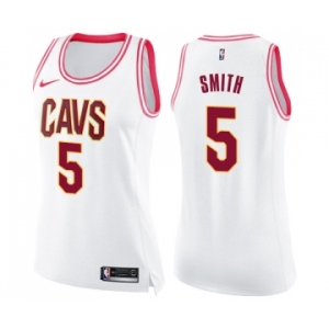 Women's Nike Cleveland Cavaliers #5 J.R. Smith Swingman White Pink Fashion NBA Jersey