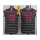 NBA Youth Cavaliers #23 LeBron James Black Grey Groove The Champions Patch Stitched Jerseys