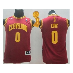 NBA Youth Revolution 30 Cavaliers #0 Kevin Love Red The Champions Patch Stitched Jerseys