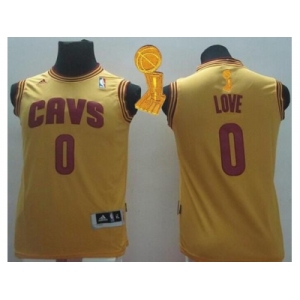 NBA Youth Revolution 30 Cleveland Cavaliers #0 Kevin Love Gold The Champions Patch Stitched Jerseys