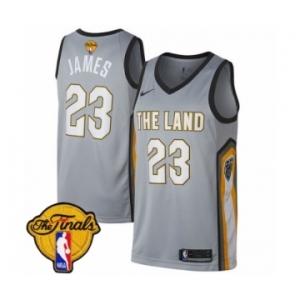 Youth Nike Cleveland Cavaliers #23 LeBron James Swingman Gray 2018 NBA Finals Bound NBA Jersey - City Edition