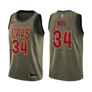 Youth Nike Cleveland Cavaliers #34 Tyrone Hill Swingman Green Salute to Service NBA Jersey