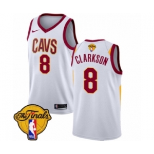 Youth Nike Cleveland Cavaliers #8 Jordan Clarkson Authentic White 2018 NBA Finals Bound NBA Jersey - Association Edition