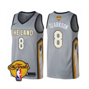Youth Nike Cleveland Cavaliers #8 Jordan Clarkson Swingman Gray 2018 NBA Finals Bound NBA Jersey - City Edition