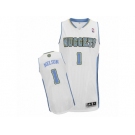 Men Adidas Denver Nuggets #1 Jameer Nelson Authentic White Home NBA Jersey