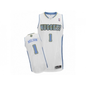 Men Adidas Denver Nuggets #1 Jameer Nelson Authentic White Home NBA Jersey