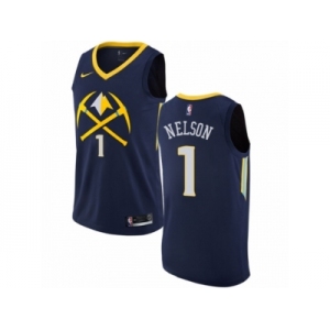 Men Nike Denver Nuggets #1 Jameer Nelson Authentic Navy Blue NBA Jersey - City Edition