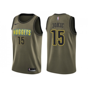 Men Nike Denver Nuggets #15 Nikola Jokic Green Salute to Service NBA Swingman Jersey