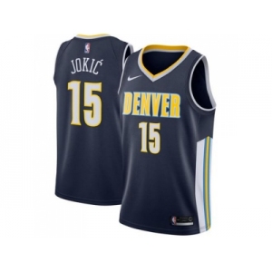 Men Nike Denver Nuggets #15 Nikola Jokic Navy Stitched NBA Swingman Jersey