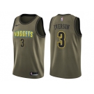 Men Nike Denver Nuggets #3 Allen Iverson Green Salute to Service NBA Swingman Jersey