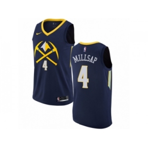 Men Nike Denver Nuggets #4 Paul Millsap Authentic Navy Blue NBA Jersey - City Edition