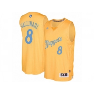 Men's Adidas Denver Nuggets #8 Danilo Gallinari Authentic Gold 2016-2017 Christmas Day NBA Jersey