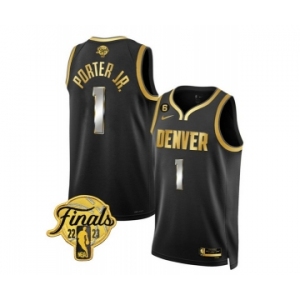Men's Denver Nuggets #1 Michael Porter Jr. Black 2023 Finals Collection With NO.6 Patch Stitched Basketball Jersey